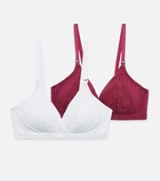 New Look Maternity 2 Pack Burgundy and White Lace Nursing Bras